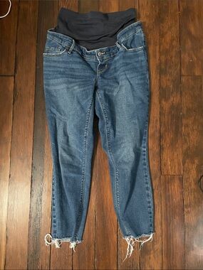 Old Navy Blue Maternity Ankle Jeans with Black Panel